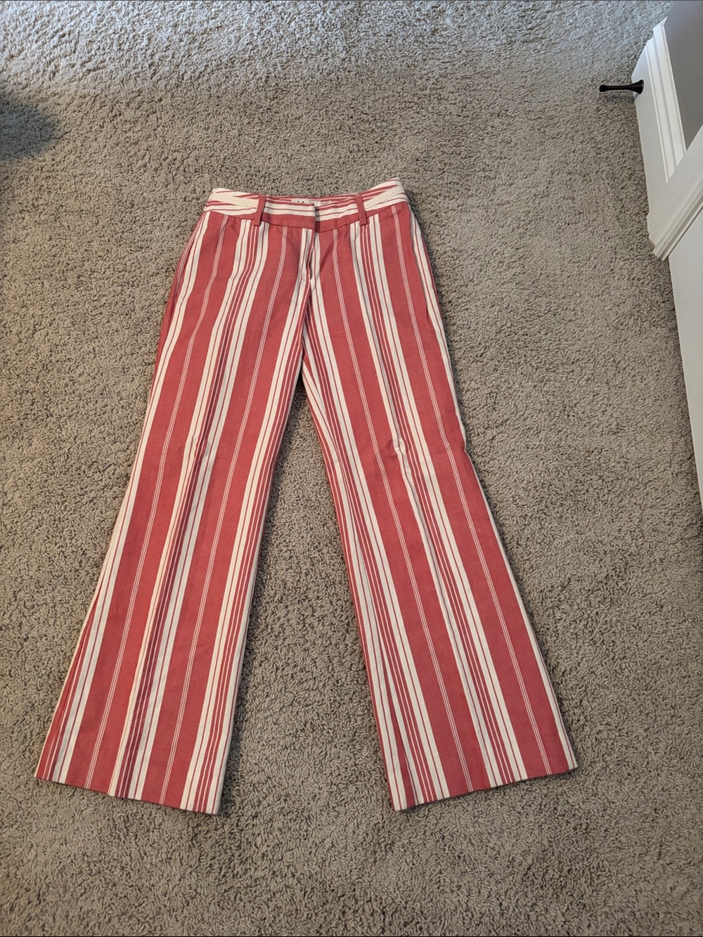 Mango Red and White Striped Trousers